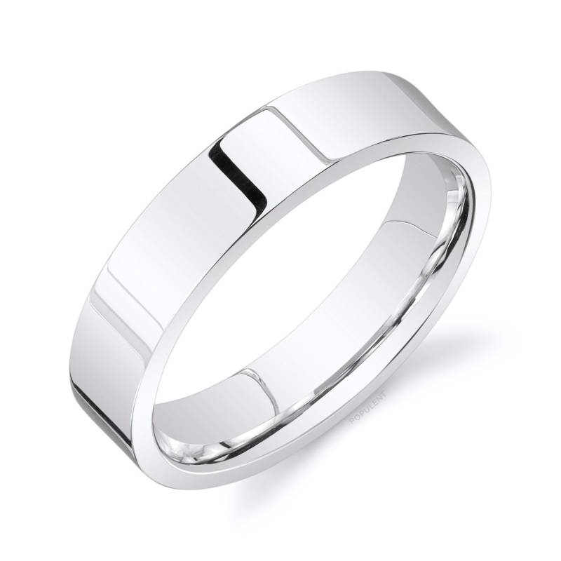 14K Weißgold Band | 5 Mm | Flach Poliert Komfort Passform Herren Damen Ehering Zigarre von Populent