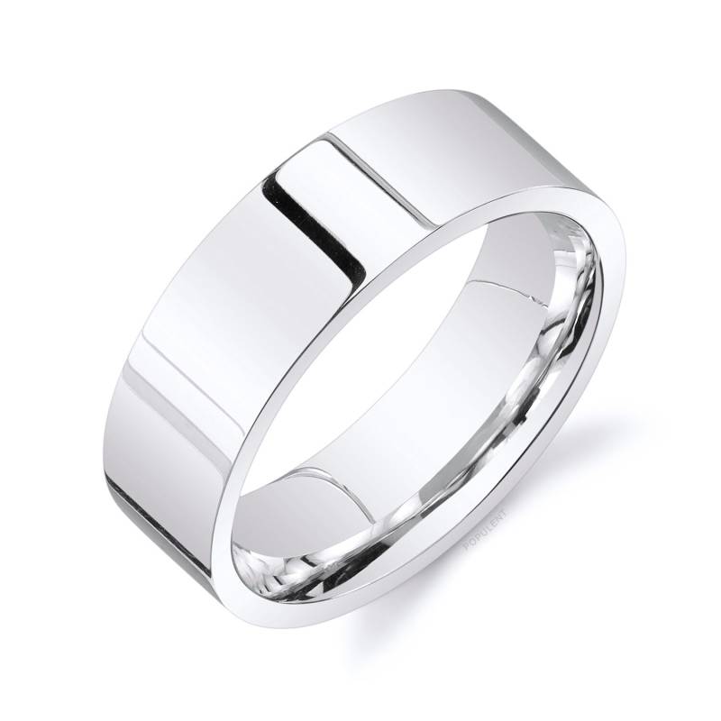 14K Weißgold Band | 8 Mm | Flach Poliert Komfort Passform Herren Damen Ehering Zigarre von Populent