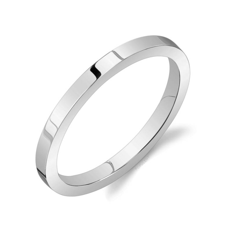 950 Platin Band | 2mm Dünn | Flach Poliert Komfort Passform Herren Damen Ehering Zigarre Einfach Dünn Pt950 von Populent