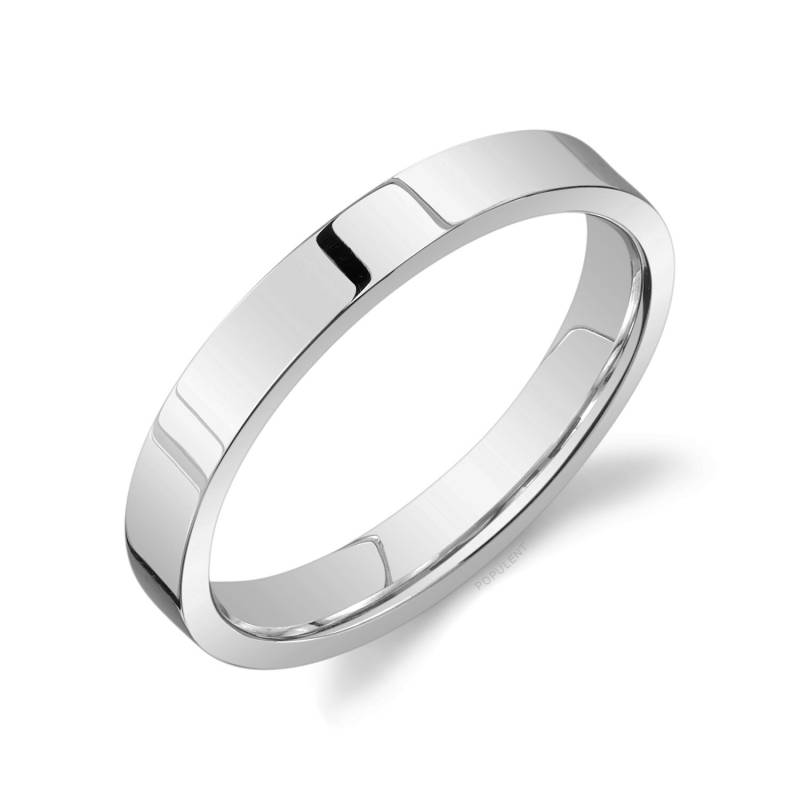 Platin 950 Bandschlaufe | 3mm | Flach Poliert Komfort Passform Herren Damen Ehering Zigarre Band Einfach Dünn Pt950 von Populent