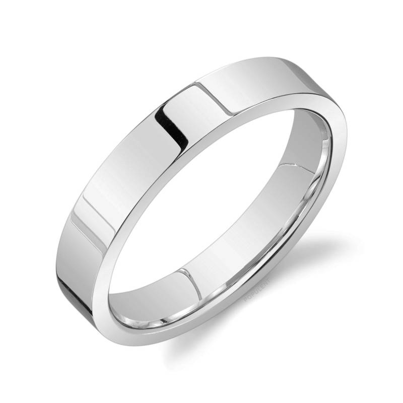 Platin 950 Bandschlaufe | 4mm | Flach Poliert Komfort Passform Herren Damen Ehering Zigarrenband Einfach Pt950 von Populent