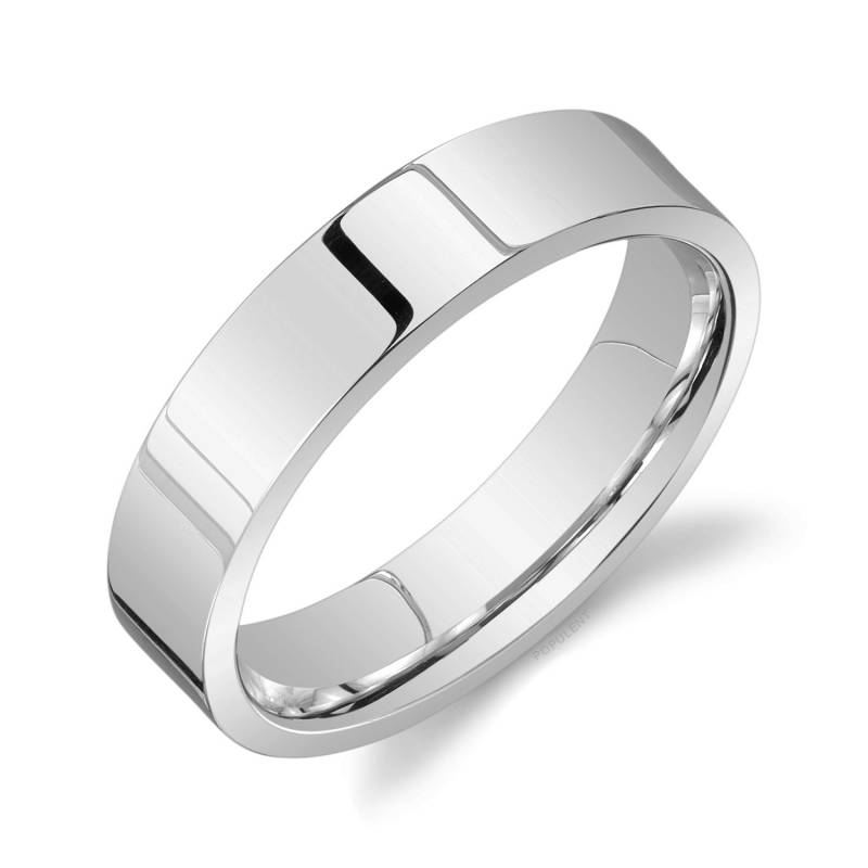 Platin 950 Bandschlaufe | 5mm | Flach Poliert Komfort Passform Herren Damen Ehering Zigarrenband Einfach Pt950 von Populent