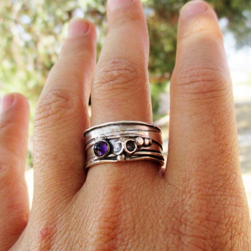 Amethyst Sterling Silber Bandring 108 cm Statement Ring von Porans