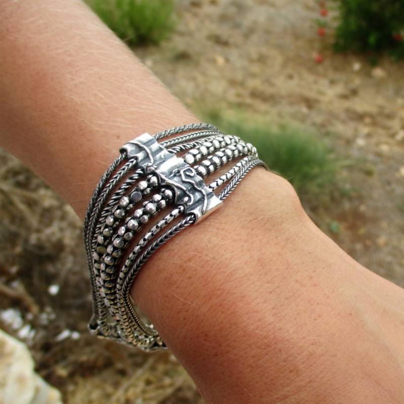 Frauen Silber Armband, Einzigartige Oxidierte Ketten Statement Boho Schmuck, Design By Porans von Porans