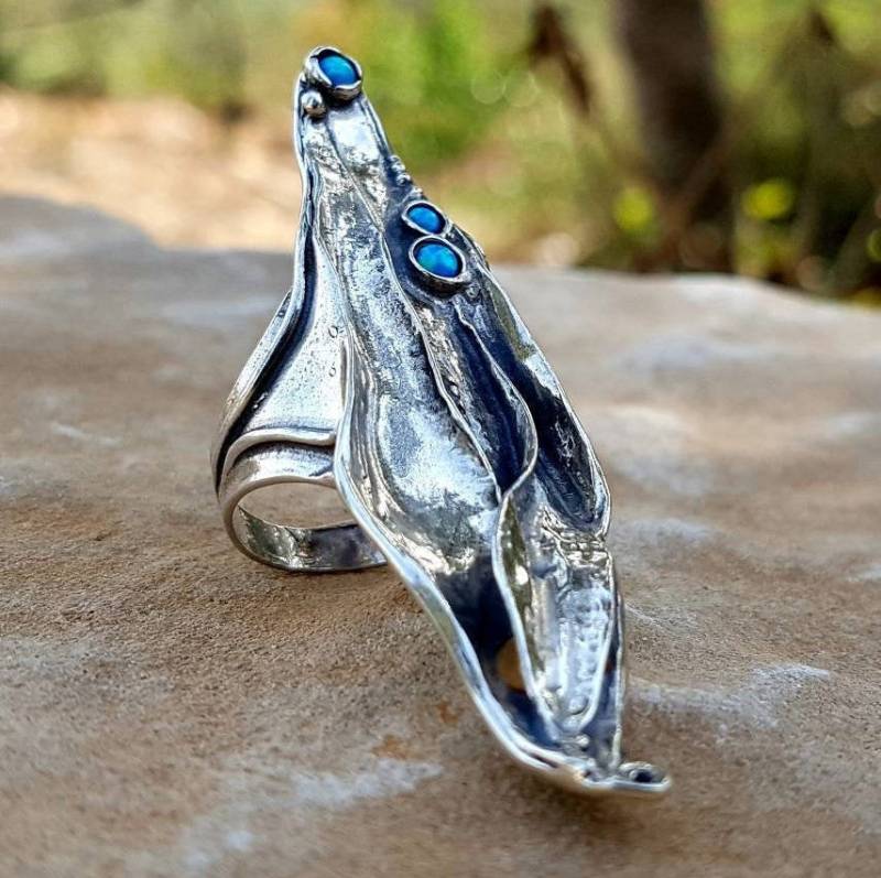 Großer Voller Fingerring, Langer Boho-Ring Aus Sterlingsilber Für Frauen von Porans