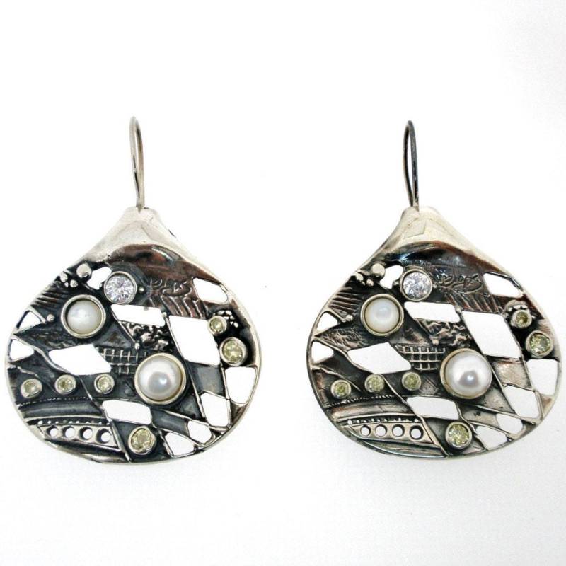 Langer Boho-Ohrring Aus Sterlingsilber, Breiter Multi-Stein-Ohrring Für Frauen, Porans von Porans