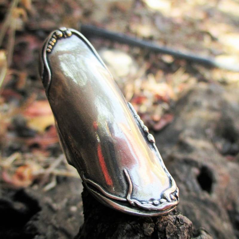 Langer Boho Sterling Silber Vollfingerring - Statement Schmuck Von Porans von Porans