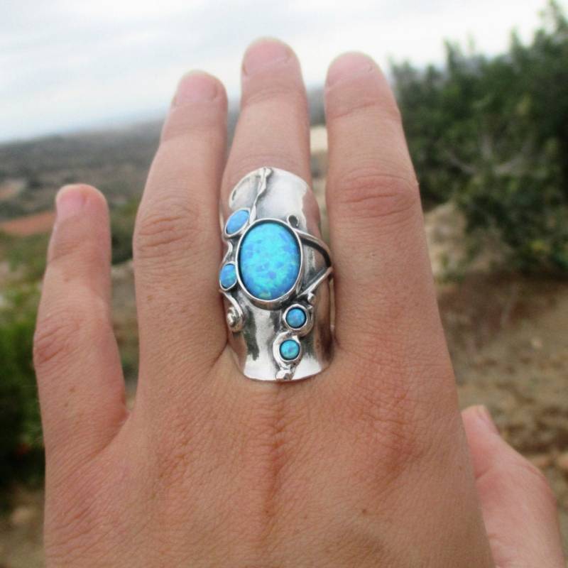 Silber Opal Ring Steampunk-Stil, Exklusives Design von Porans