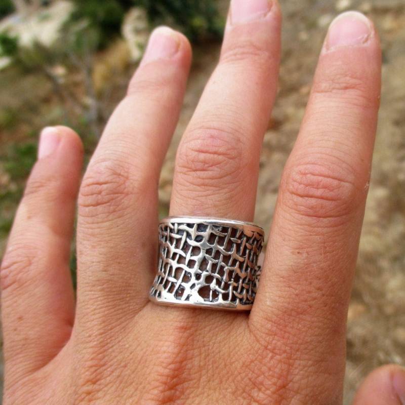 Sterling Silber Gewebte Statement Ring, Chunky Bandring Für Frauen Geschenk von Porans