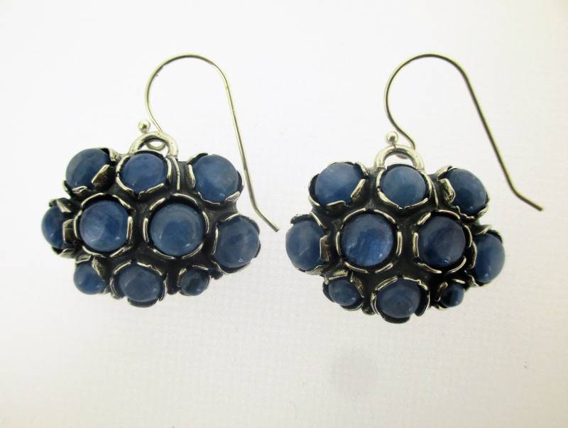 Vintage Sterling Silber Granat Ohrringe Boho Multi-Stein Schmuck von Porans