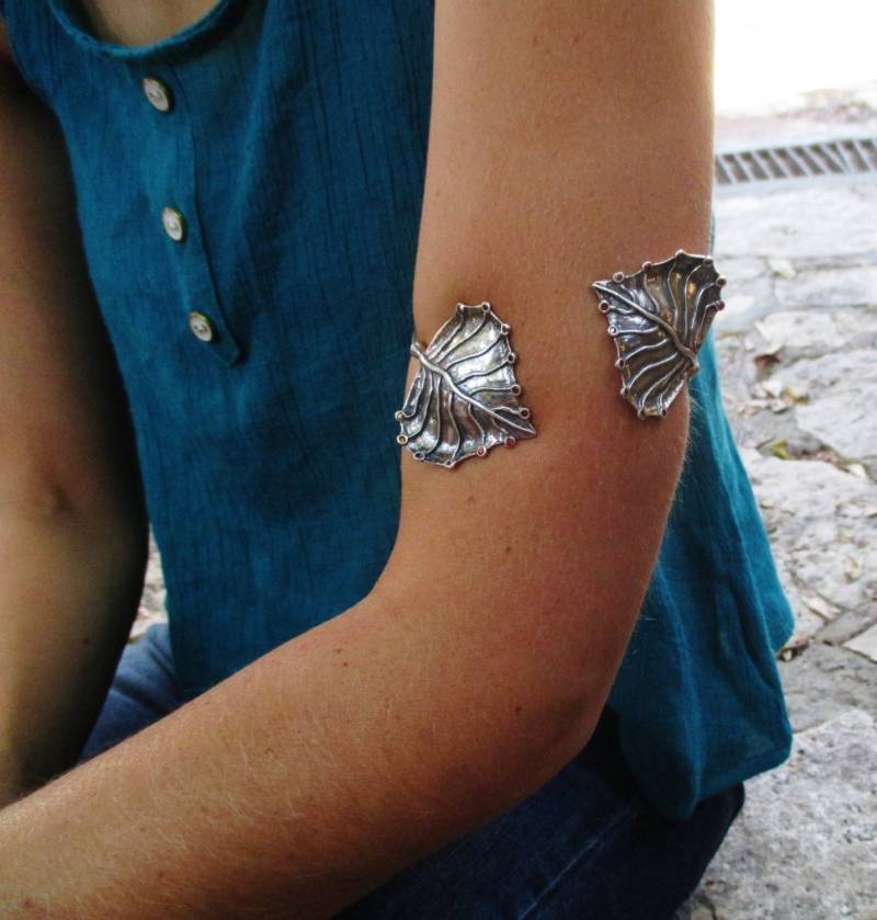 sterling Silber Blatt Arm Manschette Armband Boho Cz Schmuck von Porans