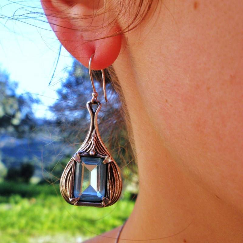 sterling Silber Designer Lange Tropfen Edelstein Quadrat Ohrring Für Frauen Geschenk von Porans