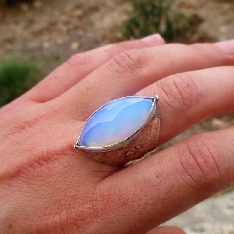 sterling Silber Marquise Opalith Ring Boho Edelstein Ring von Porans
