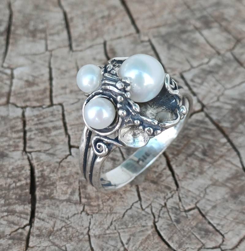 sterling Silber Süßwasser Zucchtperlen Handwerklich Multi-Pearl Design von Porans