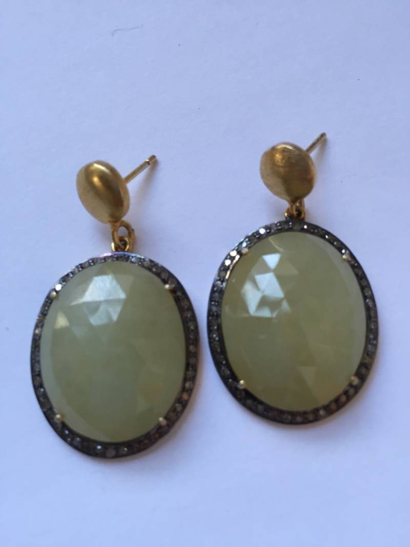 "Ohrringe "Diamond & Wonder" Saphir Aus 24K Vergoldung Über Sterlingsilber." von PorcelainIndustry