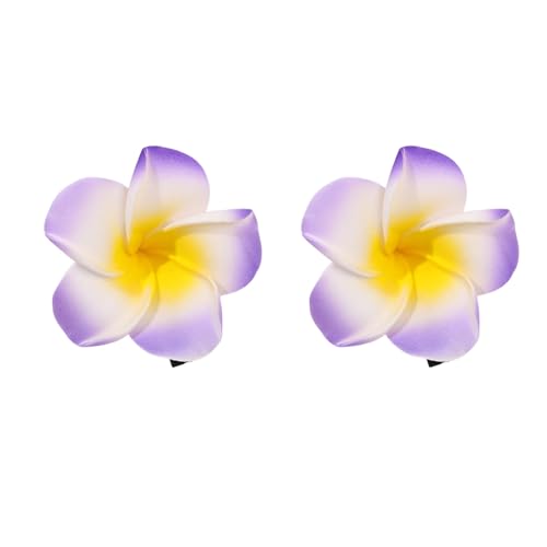 Porceosy Bunte Blumen-Haarnadeln, rutschfester Kunststoff, 2-teiliges Plumeria-Haarnadel-Set, seitliche Clips, dekorativer Haarschmuck für Frauen Violett von Porceosy