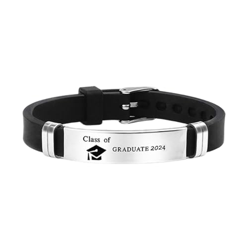 Porceosy Inspirierendes Armband für Abschluss, High School, Geschenk 2024, Stolzer Moment, Gedächtnis, College, Mitte, Edelstahl, Sekundärer Stein von Porceosy