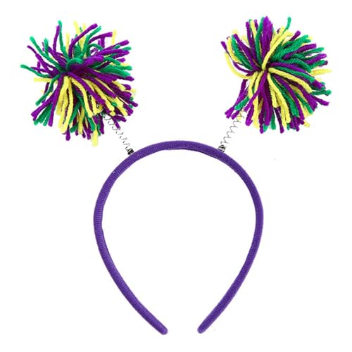 Porceosy Lustiges Stirnband, lustiger Haarreifen, verspielter Pelzball-Dekor-Haarreifen für Mädchen, vielseitiges, bequemes Stirnband für Halloween, Weihnachten, Geburtstagsfeiern Violett von Porceosy