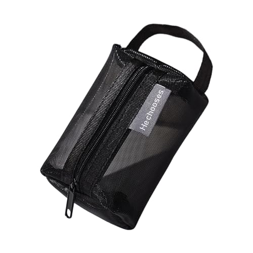 Porceosy Schmutzabweisende Aufbewahrungstasche, praktische Reißverschluss-Nylon-Netz-Münzgeldbörse, multifunktionale Organizer-Tasche für Zuhause, Reisen, langlebige Einkaufstasche, Schwarz , xxl von Porceosy