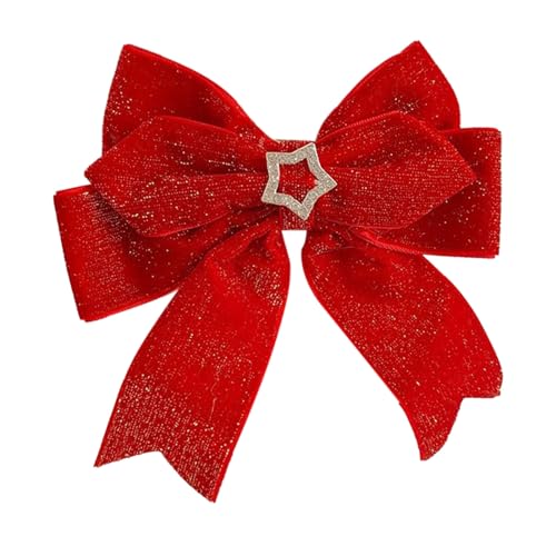 Porceosy Star Decor Haarspange Neujahr Damen Haarspange Exquisite Doppellagige Schleife Faux Perle Schmetterling Glocke Rot Festlich Weihnachten C von Porceosy