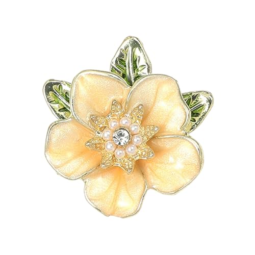 Porceosy Strass-Blumen-Brosche für Damen, Gardenien-Form, Kunstperlen, Dekoration, Anti-Rutsch-Tasche, Mantel, Kragen, Hut, Schal, Dekoration, Kleidernadel, Metall, Sekundärer Stein von Porceosy