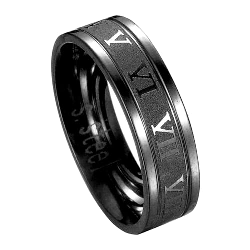 Porceosy Unisex-Ring, glänzend, universeller Fingerring, klassisch, langlebig, Schwarz, Größe 40, US 7, Titanstahl, Sekundärer Stein von Porceosy