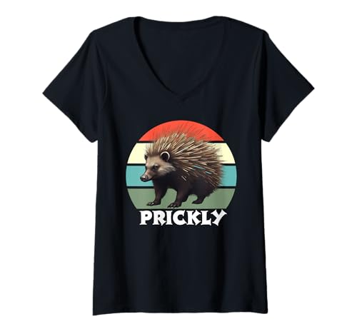 Damen Lustiges stacheliges Stachelschwein, lustiges schlechte Laune Shirt, Naturliebhaber T-Shirt mit V-Ausschnitt Damen Lustiges stacheliges Stachelschwein, lustiges schlechte Laune Shirt, Naturliebhaber T-Shirt mit V-Ausschnitt von Porcupine Prickly For Fun