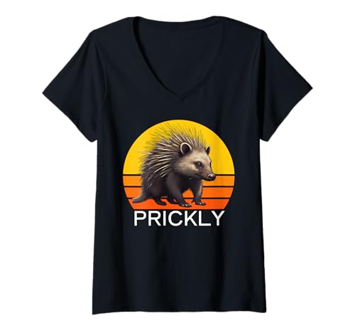 Damen Lustiges stacheliges Stachelschwein, lustiges schlechte Laune Shirt, Naturliebhaber T-Shirt mit V-Ausschnitt von Porcupine Prickly For Fun