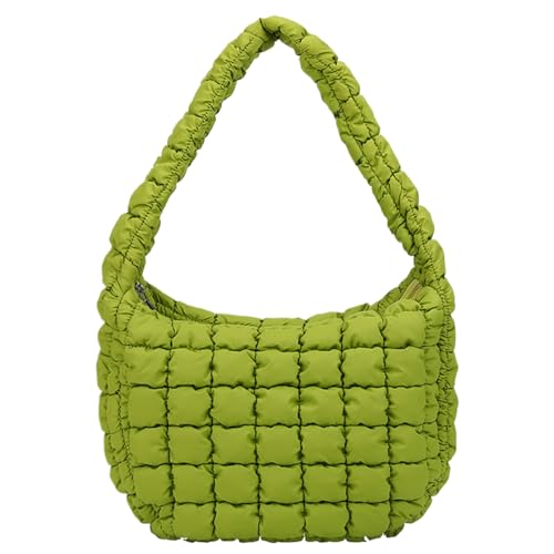 Porgeel Puffer Einkaufstasche Frauen Großer gesteppter Tasche weiche Puffy Totentasche mit innerer Reißverschluss Tasche Einfache Feste Farbe Mode All-Match Nylon Unterarmtasche von Porgeel