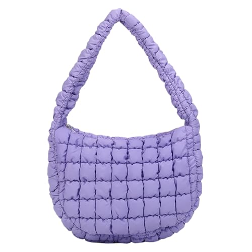 Porgeel Puffer Einkaufstasche Frauen Großer gesteppter Tasche weiche Puffy Totentasche mit innerer Reißverschluss Tasche Einfache Feste Farbe Mode All-Match Nylon Unterarmtasche von Porgeel