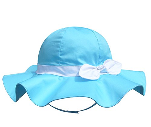 Pormow Frühjahr / Sommer Baumwolle Baby Mädchen Bowknot SonnenHut /Beach Hut / Outdoor Hut (52cm/3-4y, See-Blau) von Pormow