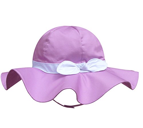 Pormow Frühjahr / Sommer Baumwolle Baby Mädchen Bowknot SonnenHut /Beach Hut / Outdoor Hut (55cm/8-12y, Lila) von Pormow