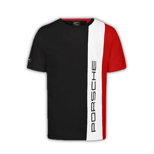 Porsche Motorsport Herren Gestreiftes T-Shirt – Schwarz – Größe: L von Porsche Motorsport
