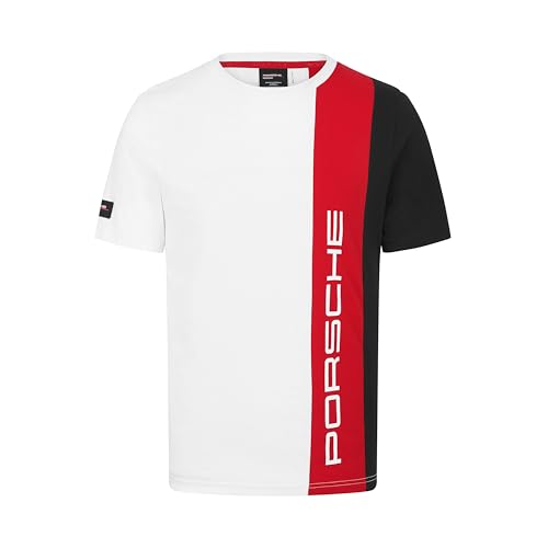 Porsche Motorsport Herren Gestreiftes T-Shirt – Weiß – Größe: XXL von Porsche Motorsport
