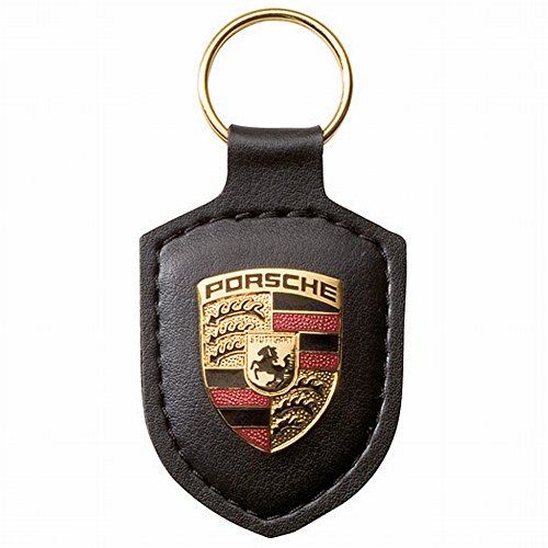 Porsche Original-Schlüsselanhänger, schwarzes Leder mit Metall, buntes Wappen in silberfarbener Porsche-Geschenkbox Porsche Original-Schlüsselanhänger, schwarzes Leder mit Metall, buntes Wappen in silberfarbener Porsche-Geschenkbox von Porsche