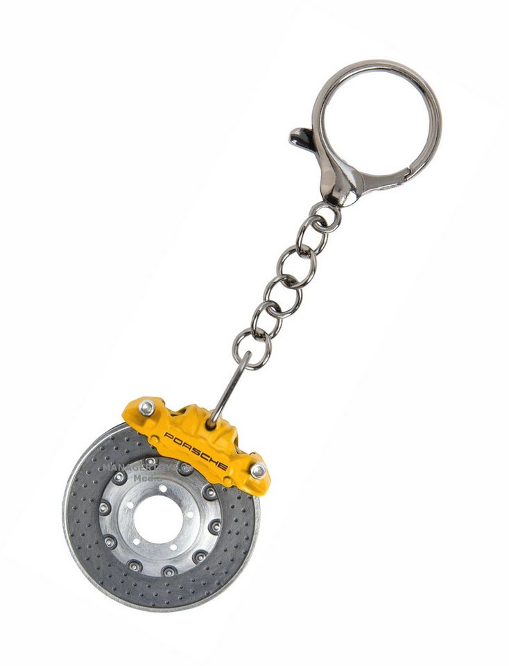 Porsche Schlüsselanhänger Bremsscheibe + Sattel racing gelb drehbar PCCB Keramik-Style von Porsche