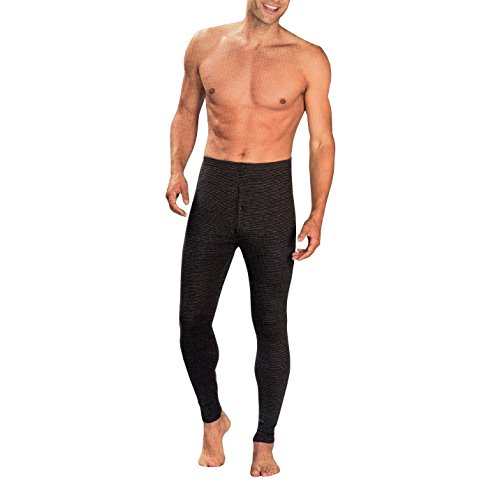 Herren Thermo Hose in schwarz-grau Größe L / 6 - Baumwollmischung - Textiles Vertrauen geprüft auf Schadstoffe nach Oeko-Tex(R) Standard 100 - Ski & Snowboard Unterwäsche Lange Buchse Unterhose von Port Louis