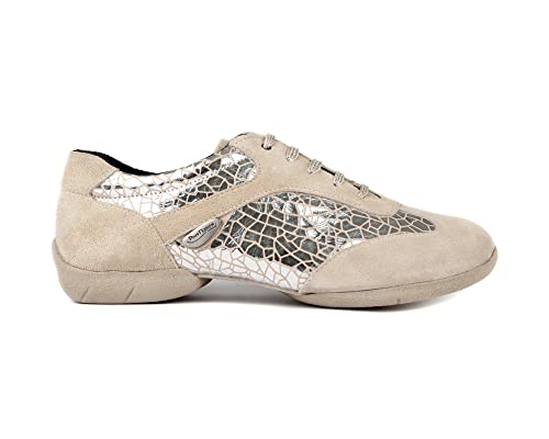 PD08 Fashion Tanzschuhe in Silver Craquelê Leather mit Sneaker-Sohle von Portdance