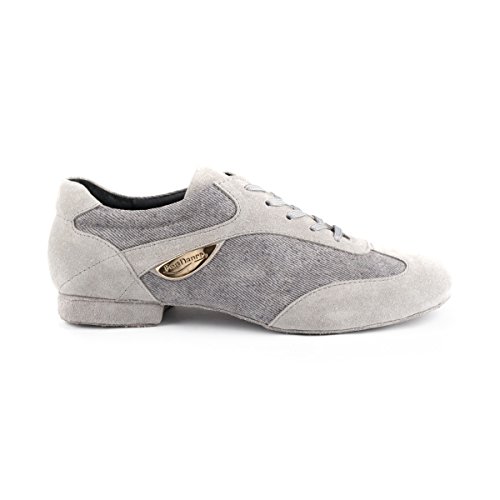 Portdance Damen Tanzschuhe/Dance Sneakers PD07 - Denim/Velourleder Grau - 1,5 cm Blockabsatz - Rauledersohle [EUR 38] von Portdance