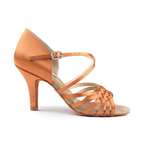 Portdance Damen Tanzschuhe PD PRO 001 - Satin Dark Tan - 6,5 cm Straight - Weit - Größe: EUR 39 von Portdance