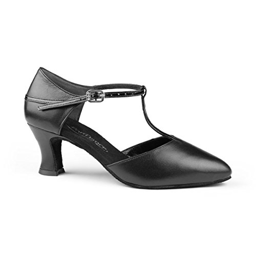 Portdance Damen Tanzschuhe PD112 Basic - Leder Schwarz - 5 cm Flare (Groß) [EUR 40] von Portdance