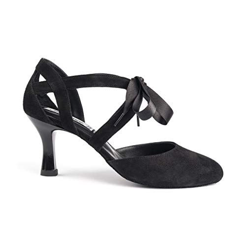 Portdance Damen Tanzschuhe PD125 Premium - Nubuck Schwarz - 5,5 cm Flare (groß) [EUR 36] von Portdance