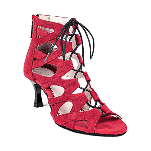 Portdance Damen Tanzschuhe PD804N - Farbe: Rot - Absatz: 5 cm Flare (klein) - Größe: EUR 37 von Portdance