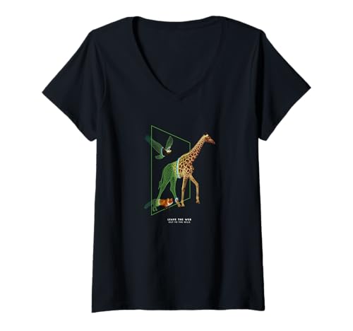 Damen Cyber Eagle, Giraffe und Fuchs - Futuristic Portal Escape T-Shirt mit V-Ausschnitt von Portal Animals & Co