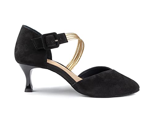 Portdance Damen Tanzschuhe PD126 - Nubuck Schwarz - 5,5 cm Flare (groß) - Größe: EUR 37 von Portdance