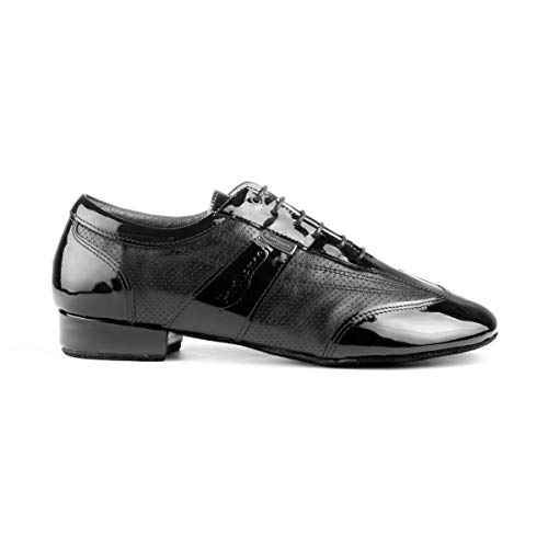 Portdance Herren Tanzschuhe PD024 Pro - Lack/Lycra Schwarz - Normalweite - 2 cm Standard [EUR 43] von Portdance