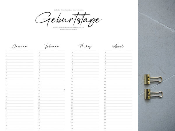 Portia by Callidus Designs Geburtstagskalender mit magnetischer Posterleiste als Jahresplaner von Portia by Callidus Designs