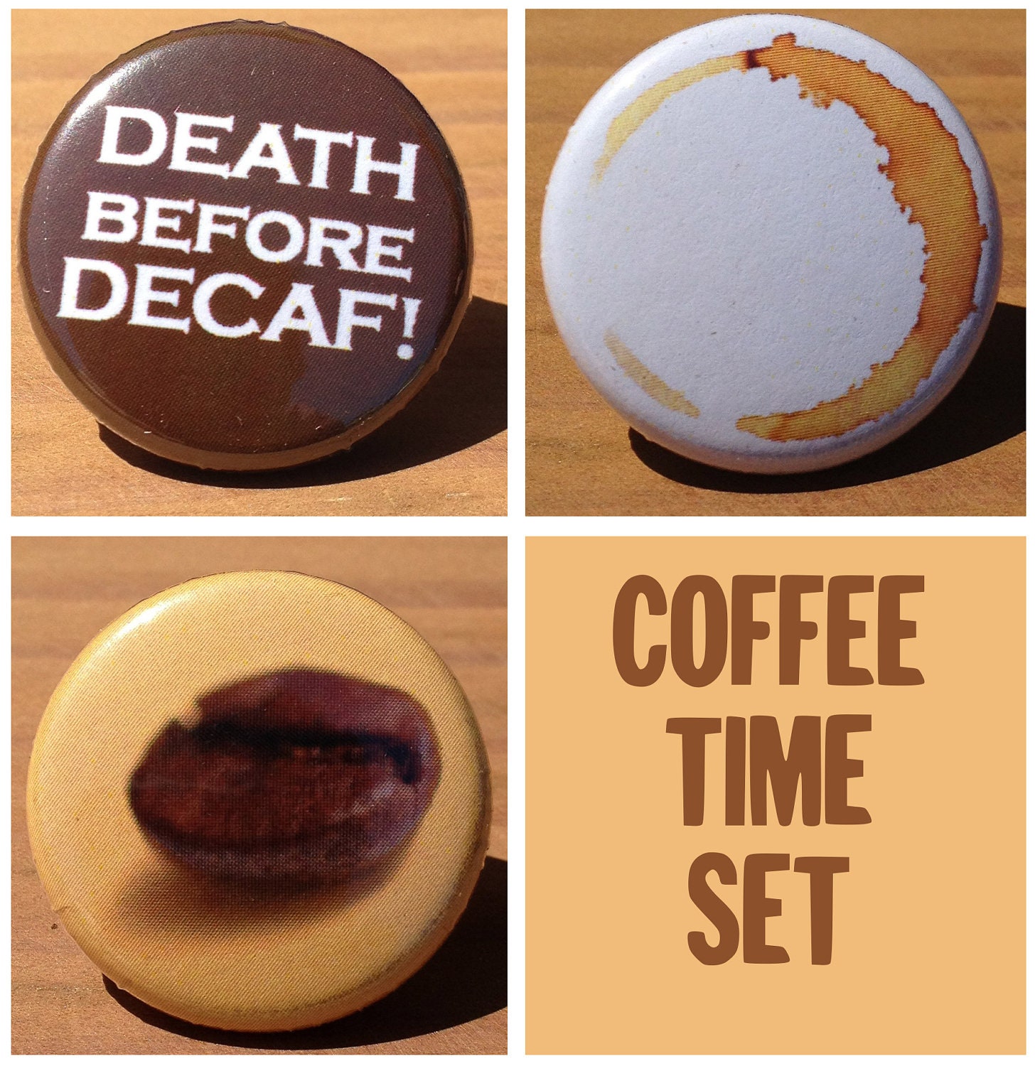 Kaffeezeit Set 3 1 Zoll Knöpfe Kaffeezeit Set 3 1 Zoll Knöpfe von PortlandButtonWorks