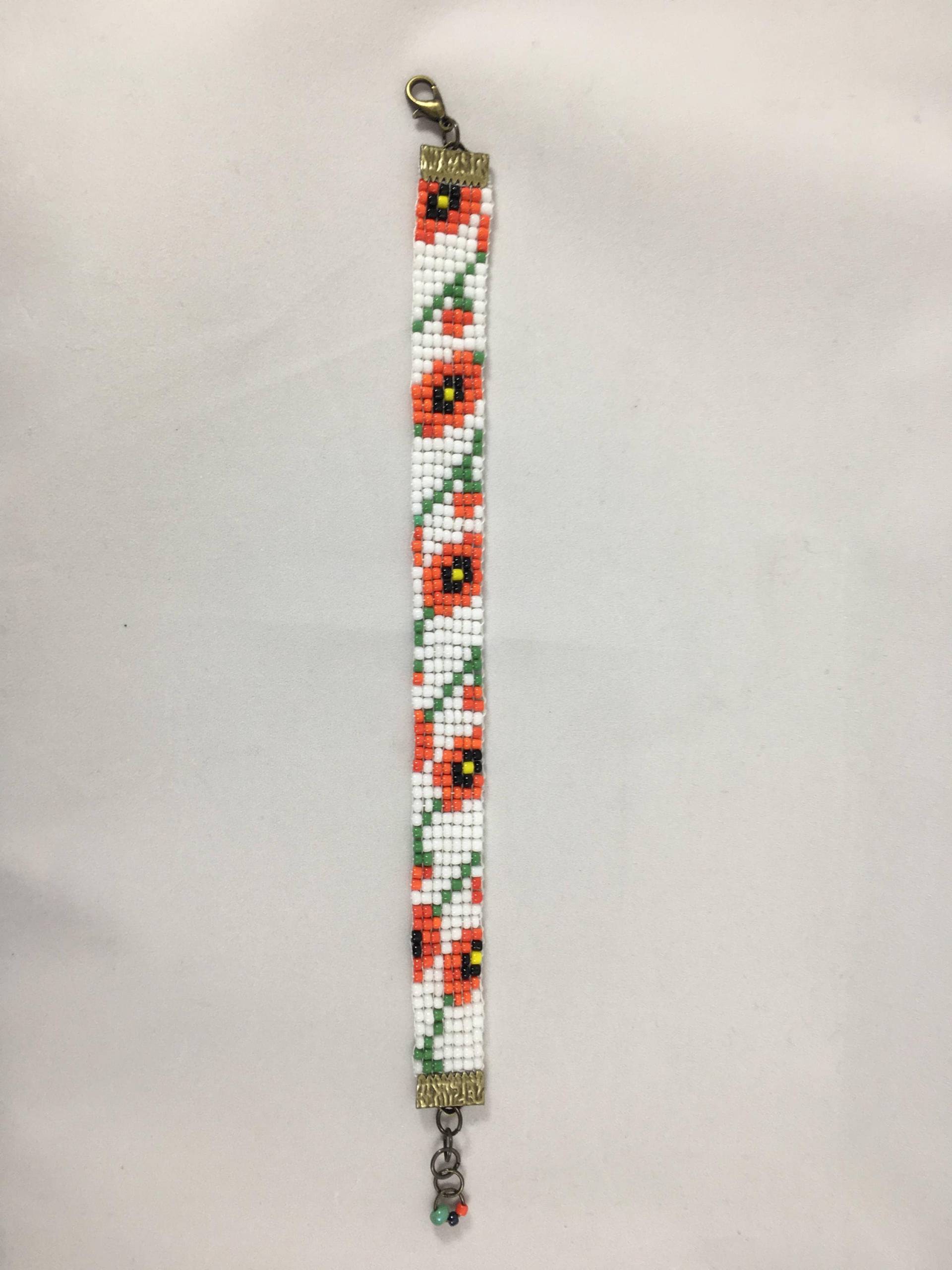 Mohnblumen Armband Bead Loom Gewebt, Anpassbare Größe Und Farben, Personalisiert Kostenlos Mohnblumen Armband Bead Loom Gewebt, Anpassbare Größe Und Farben, Personalisiert Kostenlos von PortlandsMagicCorner