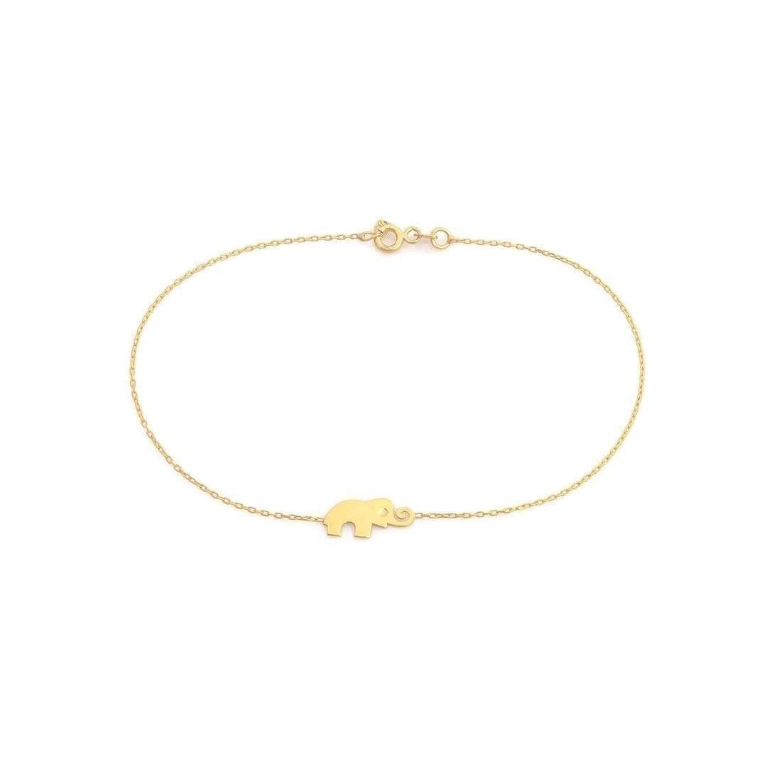 14K Gold Mini Elefant Fußkettchen Armband | Glückssymbol Für Schutz, Minimal Tierförmiges Fußkettchen, Sommer Schmuck, Valentinstag Geschenk von PortoFineJewelry